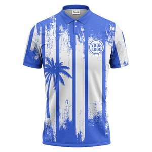 vertical striped palm trees grunge texture polo shirt for men