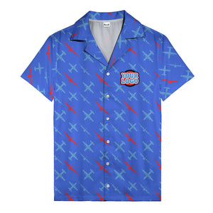 vintage airplane repeat pattern hawaiian shirt for aviation fans