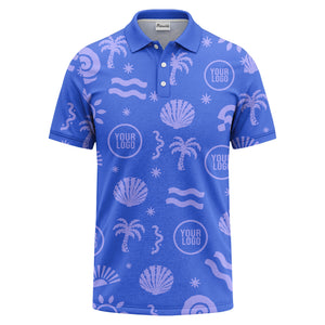 watercolor palm trees seashells waves polo shirt for beach vacation