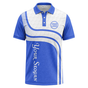 wave hexagon graphic golf polo shirt with custom logo