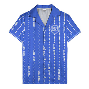wavy line personalized hawaiian shirt with custom text & logo