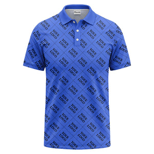 your logo diamond grid monochrome custom polo shirt for men