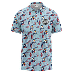 bald eagles golf bags fireworks patriotic polo shirt for men