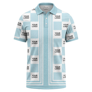 barcode graphic custom logo black white polo shirt for men