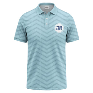black chevron dot geometric pattern custom logo polo shirt for men