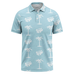 black gold palm trees & customizable logos graphic polo shirt