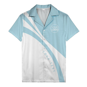 black white diagonal stripe hawaiian shirt with custom logo slot