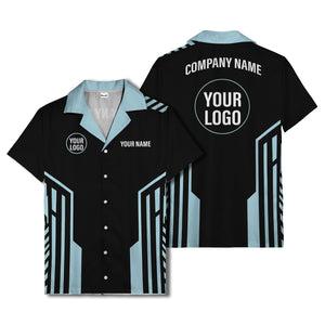 black white geometric stripe personalized logo circle hawaiian shirt