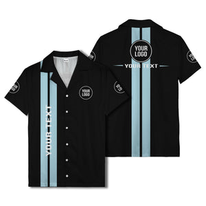 bold vertical stripe custom logo hawaiian shirt for men