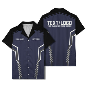 bowling team stripe name box hawaiian shirt for men