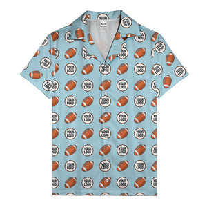 cartoon football field custom logo pattern black hawaiian shirt for men