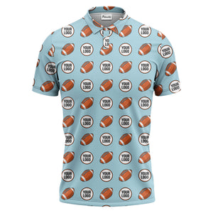 cartoon football logo circle repeat black sports polo shirt for men