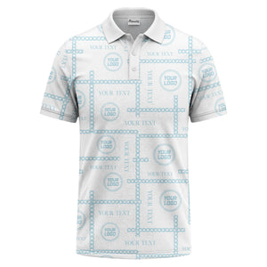 chain link grid custom logo monochrome polo shirt for men