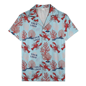coral reef lobsters & watercolor logo repeat hawaiian shirt