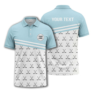 crossed golf clubs & balls repeat pattern polo shirt for men
