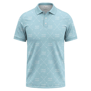 crossed golf clubs & logo repeat graphic polo shirt for men
