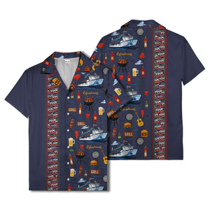 cruise ship grill & refreshments fun cartoon hawaiian shirt for men