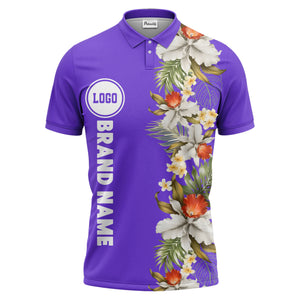 custom color tropical floral polo shirt | orchid & plumeria exotic all-over print