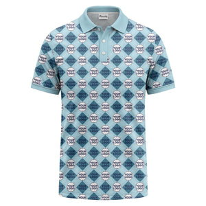 custom diamond grid circular logos polo shirt for men
