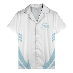 custom logo geometric stripes hawaiian shirt men's aloha button down