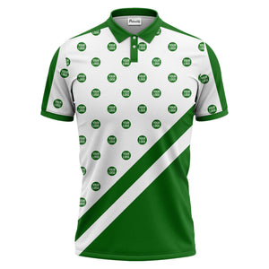 custom logo repeat diagonal stripe black & white polo shirt