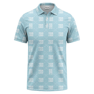 custom logo repeat diamond grid black white polo shirt