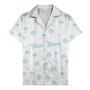 custom palm tree silhouette & name logo black white hawaiian shirt