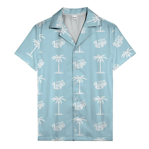 custom palm trees & your logo repeat black gold hawaiian shirt