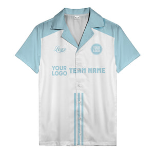 customizable black white bowling team logo & name hawaiian shirt for men