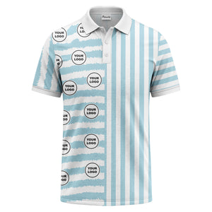 customizable black & white stripes with logo circles polo shirt
