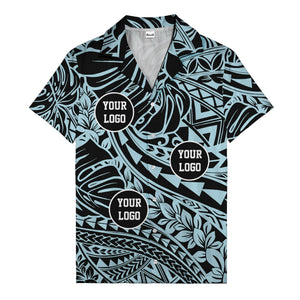 customizable logo circles pattern black hawaiian shirt for men