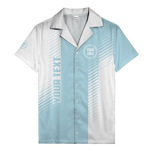 diagonal stripes & custom logo monochrome hawaiian shirt