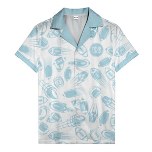 dynamic footballs & speed lines black white graphic hawaiian shirt for men