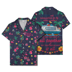 flamingo sailboat hibiscus palm watercolor hawaiian shirt