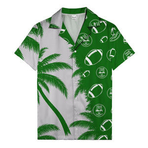 footballs & palm tree silhouettes black white graphic hawaiian shirt