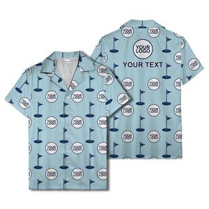 golf flag & custom logo repeat hawaiian shirt for men