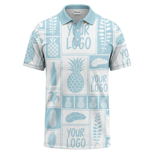 graphic pineapple & palm leaf repeat polo shirt for men