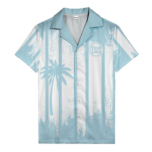 grunge monochrome palm tree silhouettes & stripe hawaiian shirt for men