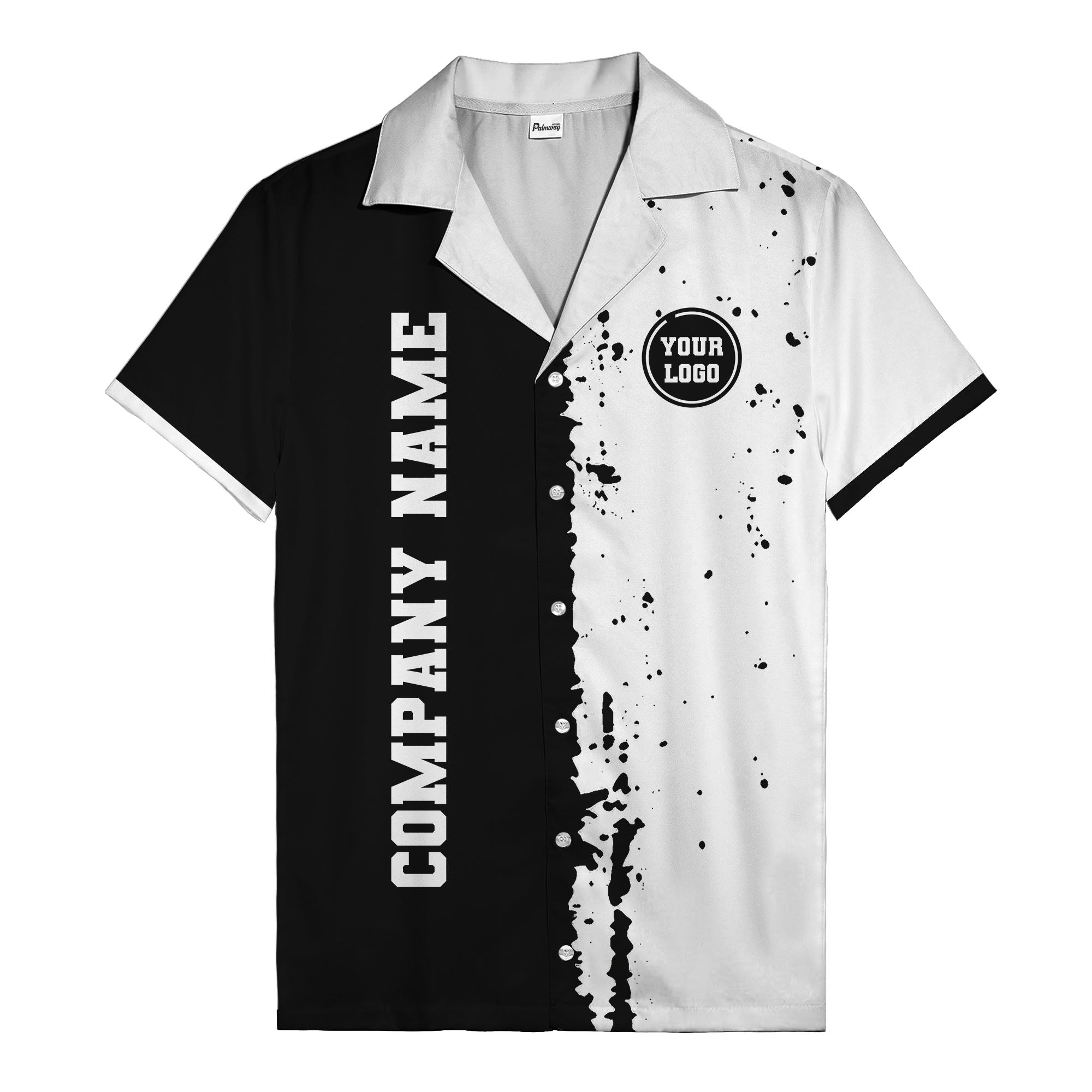 jet black paint splatter custom logo hawaiian shirt for men