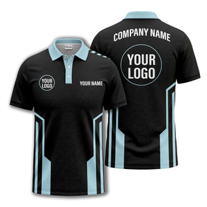 modern black white geometric stripes custom logo polo shirt