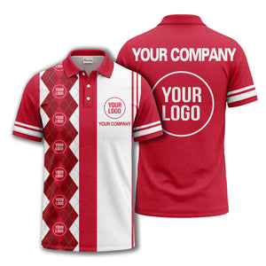 monochrome argyle diamond & custom logo polo shirt