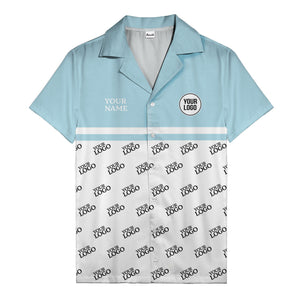 monochrome custom logo repeat hawaiian shirt for men
