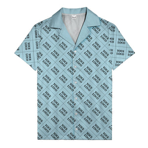 monochrome diamond grid custom logo repeat hawaiian shirt for men
