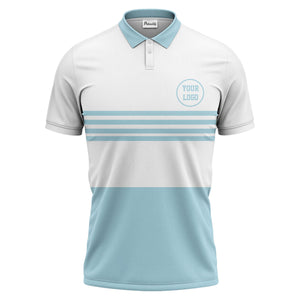 monochrome horizontal stripes & circular logo modern minimalist polo shirt for men