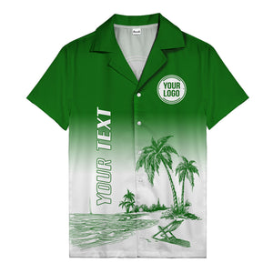 monochrome island scene palm trees & beach chair hawaiian shirt