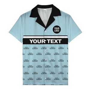 personalized logo & text striped hawaiian shirt for teams