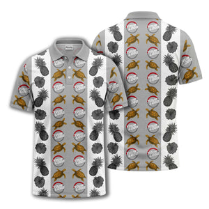 pineapple sea turtle hibiscus custom logo polo shirt