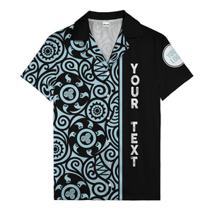 polynesian tribal swirls black white circular motifs hawaiian shirt for men