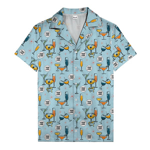 retro cocktail glasses & martini starburst hawaiian shirt