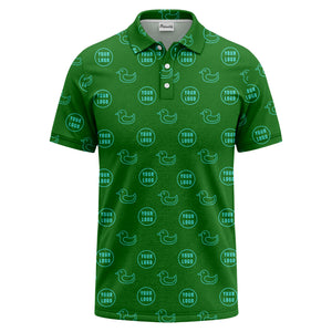 rubber duck & custom logo circle pattern polo shirt for men